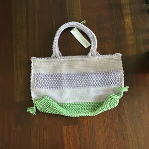 Purple green knit bag